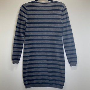 Ann Taylor Loft Merino Wool Blend Striped Boat Neck Long Sleeve Sweater Dress S